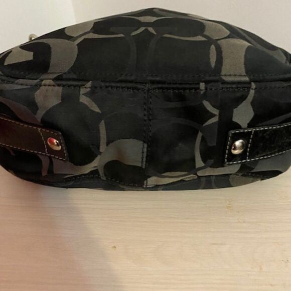 Coach #14710 Zoe Optic Black/Gray/Silver Signature Jacquard and Leather Trim - Picture 3 of 11